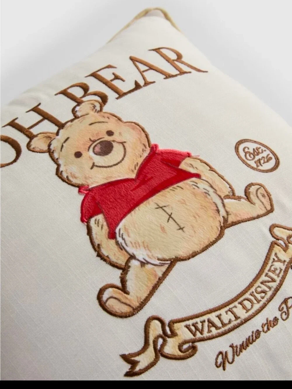 Walt Disney Pooh Bear Decorative Pillow - Cream & Red, Primark